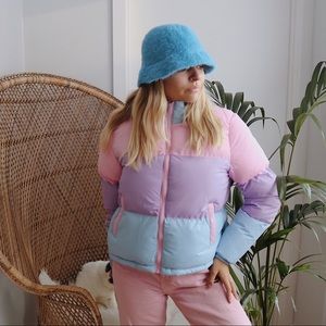 Missguided Pink/Blue/Purple Puffer Jacket